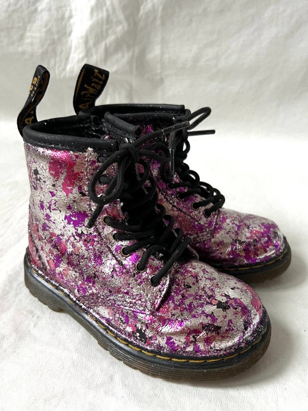 Dr Martens Boots 1460 T metallic purple pink leather toddler baby size 7 zip up
